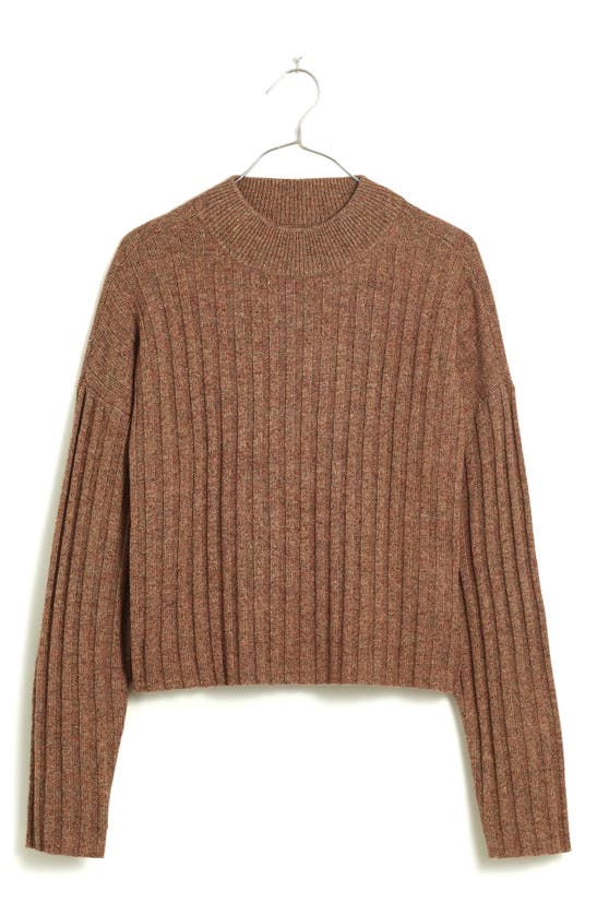 Madewell Mock Neck Crop Sweater In Rosehip