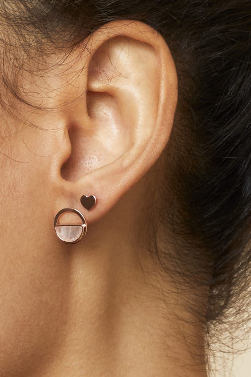Oradina Petite Heart Studs In Rose Gold