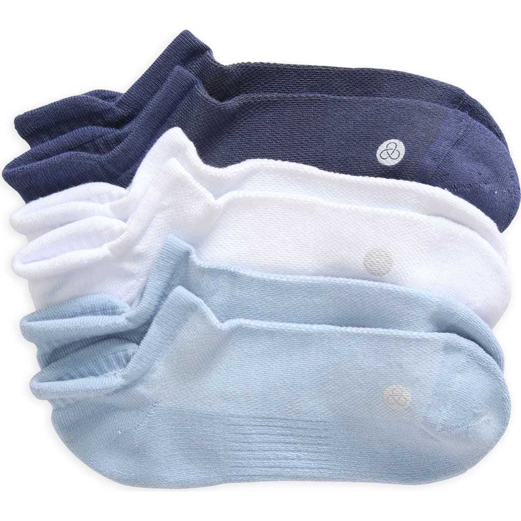 Zella Assorted 3-pack Tab Ankle Socks In Blue Indigo