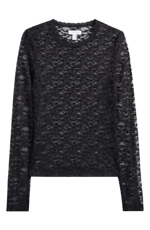 Shop Topshop Lace Long Sleeve Top In Black