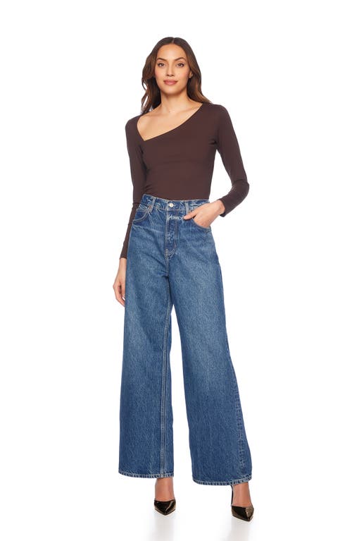 Susana Monaco Diagonal Neck Long Sleeve Top In Java