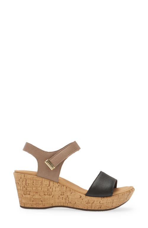 Shop Naot Summer Platform Wedge Sandal In Soft Black/soft Stone Leather