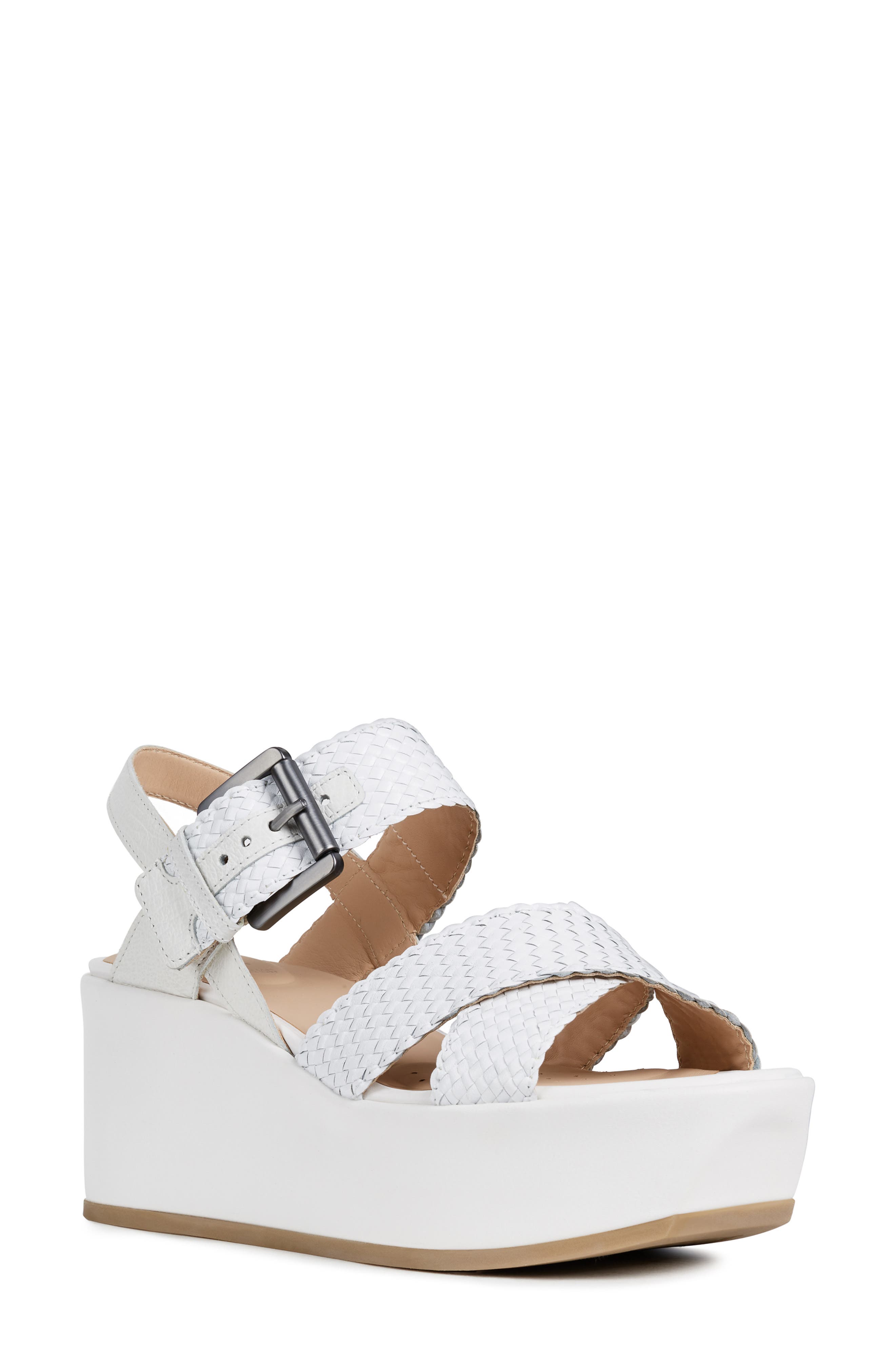 Geox Zerfie Platform Sandal, White