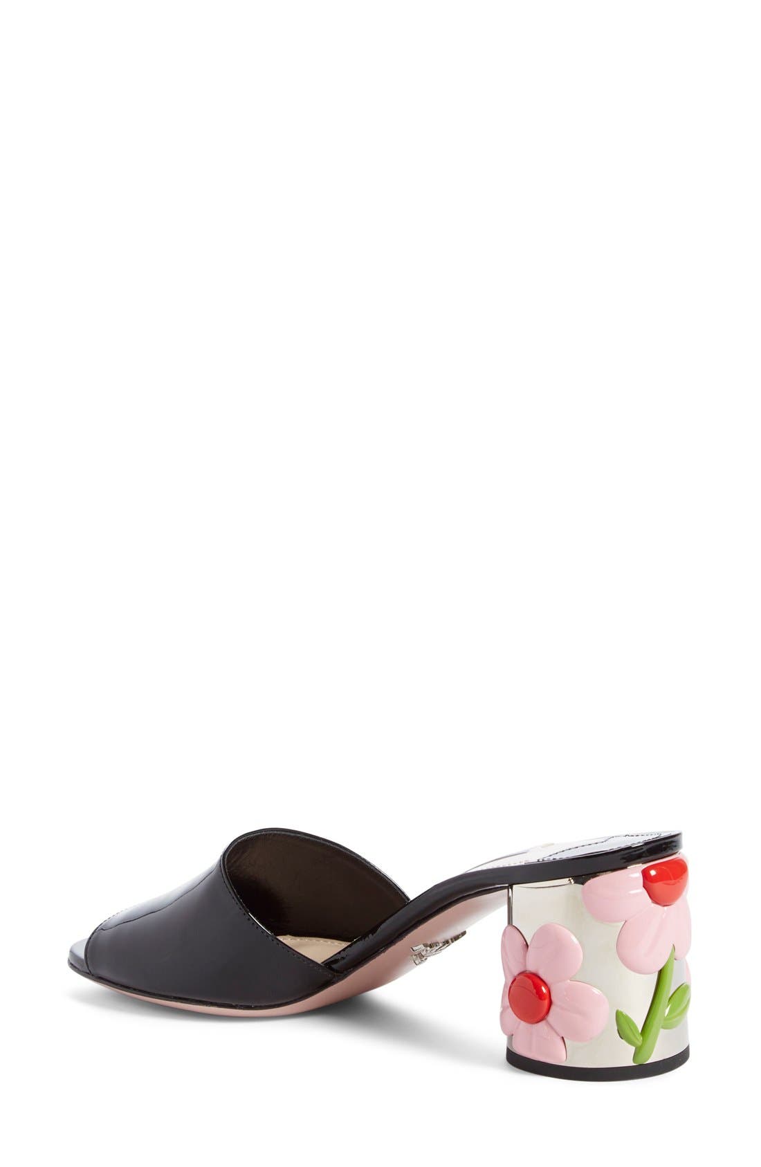 Prada Flower Heel Slide Sandal (Women 