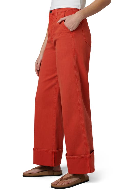 Shop Joe's The Trixie Cuff High Waist Wide Leg Trouser Jeans In Valiant Poppy