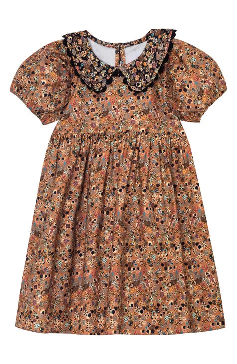 Zahita Print Puff Sleeve Babydoll Dress (Baby, Toddler & Little Girl) (Nordstrom Exclusive)