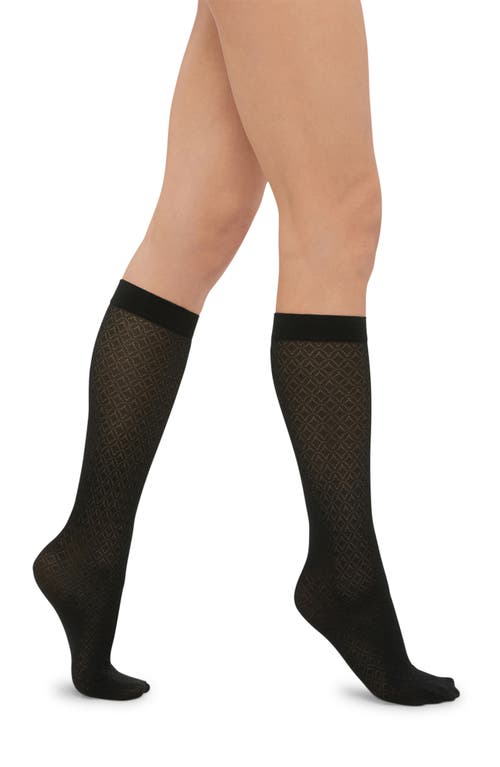 Wolford Geometric Pattern Knee High Socks in Black at Nordstrom, Size Medium