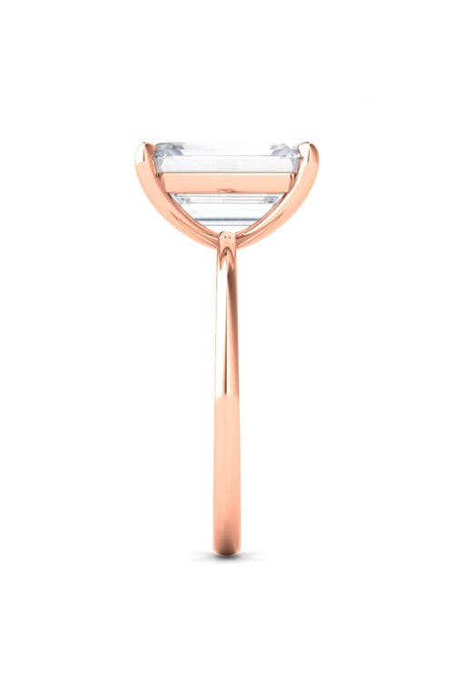 Hautecarat Emerald Cut Lab Created Diamond Ring In 3.00 Ctw 18k Rose Gold