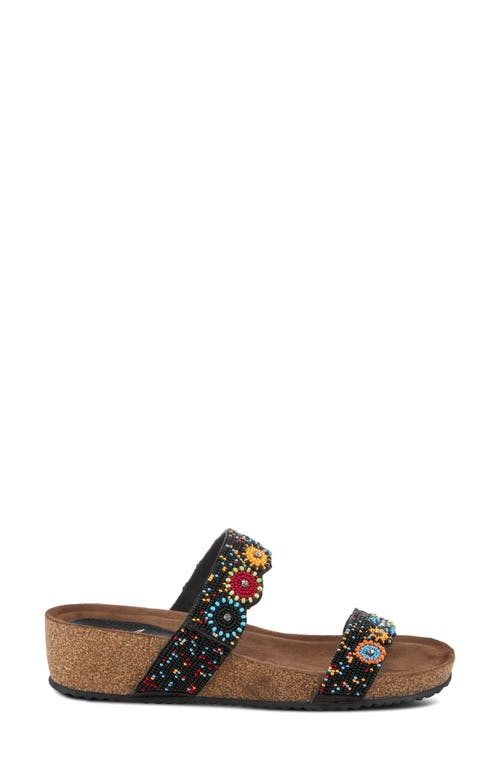 Azura By Spring Step Bahama Embellished Slide Sandal In Black Multi