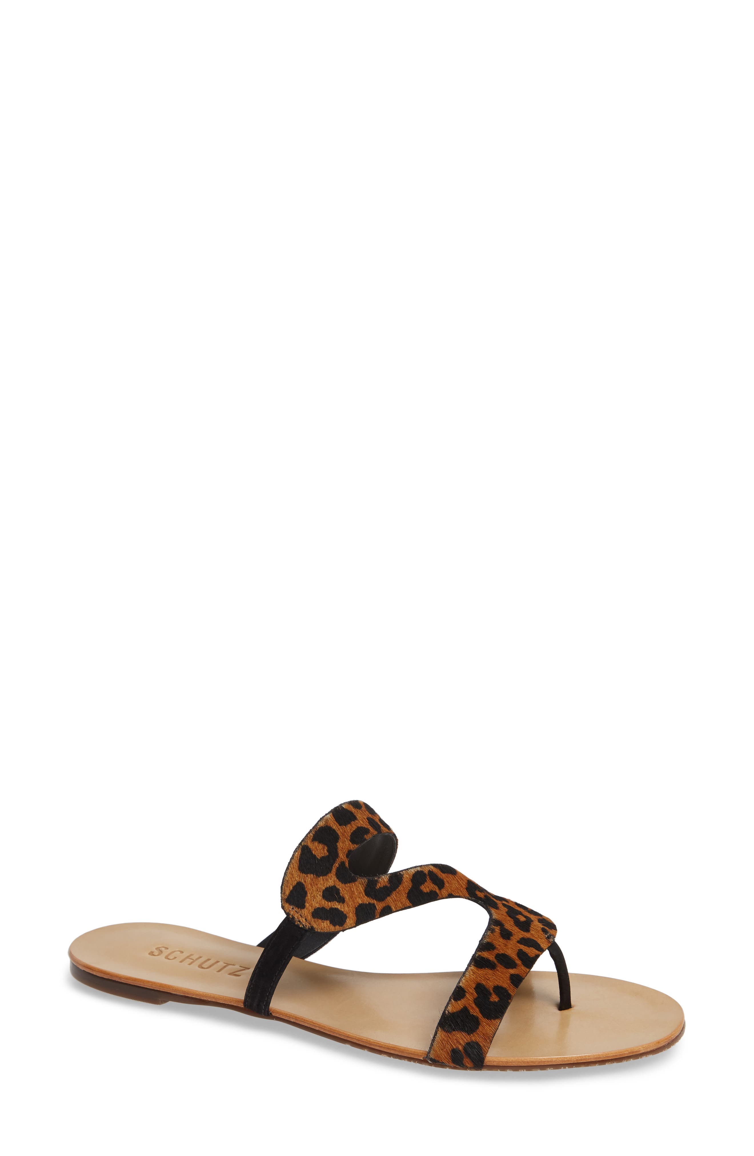Schutz Erzeli Genuine Calf Hair Slide Sandal, Black