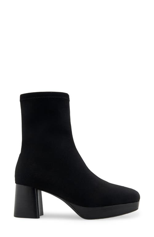 Aerosoles Sussex Block Heel Platform Bootie In Black Stretch Gabardine