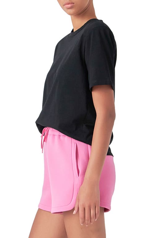 Grey Lab Power Shoulder Cotton T-shirt In Black