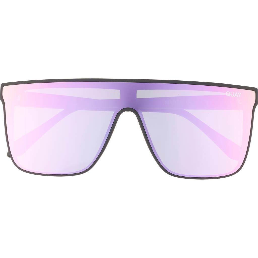 Quay Australia Nightfall 135mm Shield Sunglasses In Matte Black/pink Mirror