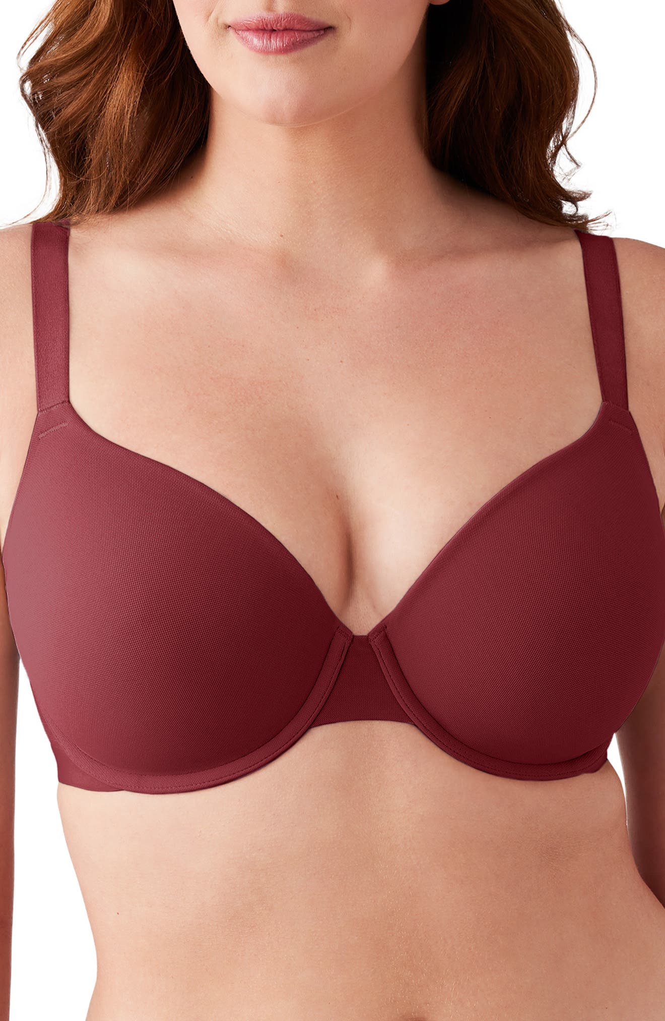 Wacoal Shape Revelation Shallow Top T-Shirt Bra in Cordovan 