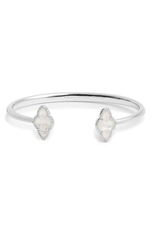 Kendra Scott Abbie Pave Frame Cuff Bracelet in Rhodium Ivory Mother Of Pearl 