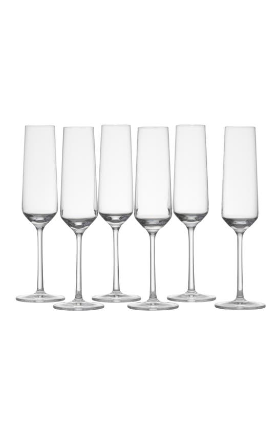 Zwiesel Glass Schott Zwiesel Pure Set Of 6 Champagne Flutes In Clear