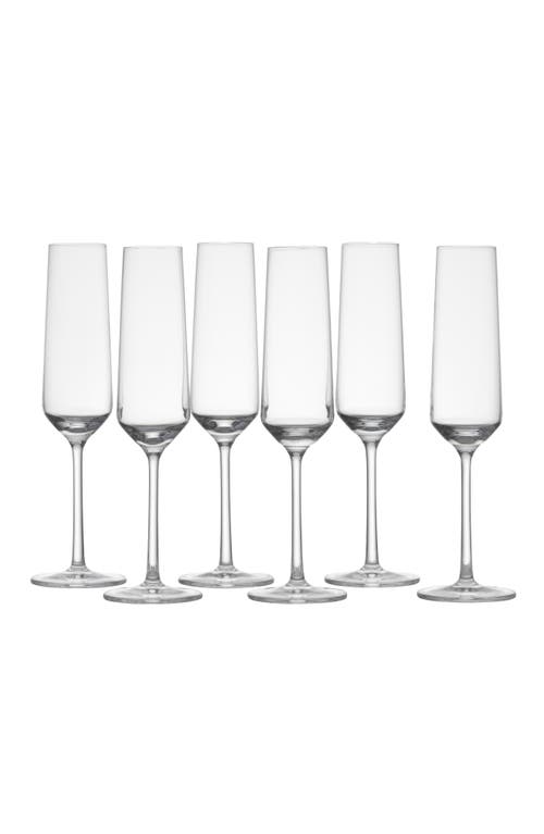 Zwiesel Glass Schott Zwiesel Pure Set of 6 Champagne Flutes in Clear at Nordstrom