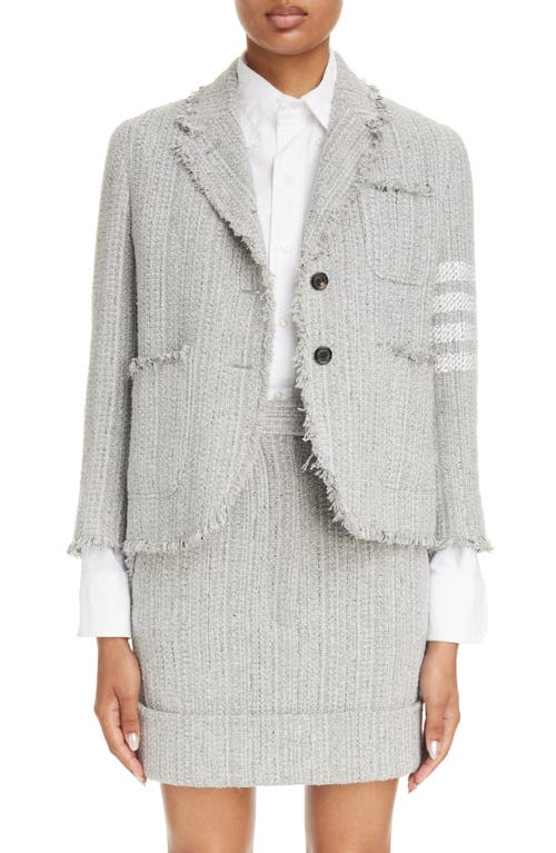 Thom Browne 4-Bar Unconstructed Shrunken Tweed Blazer Medium Grey at Nordstrom, Us