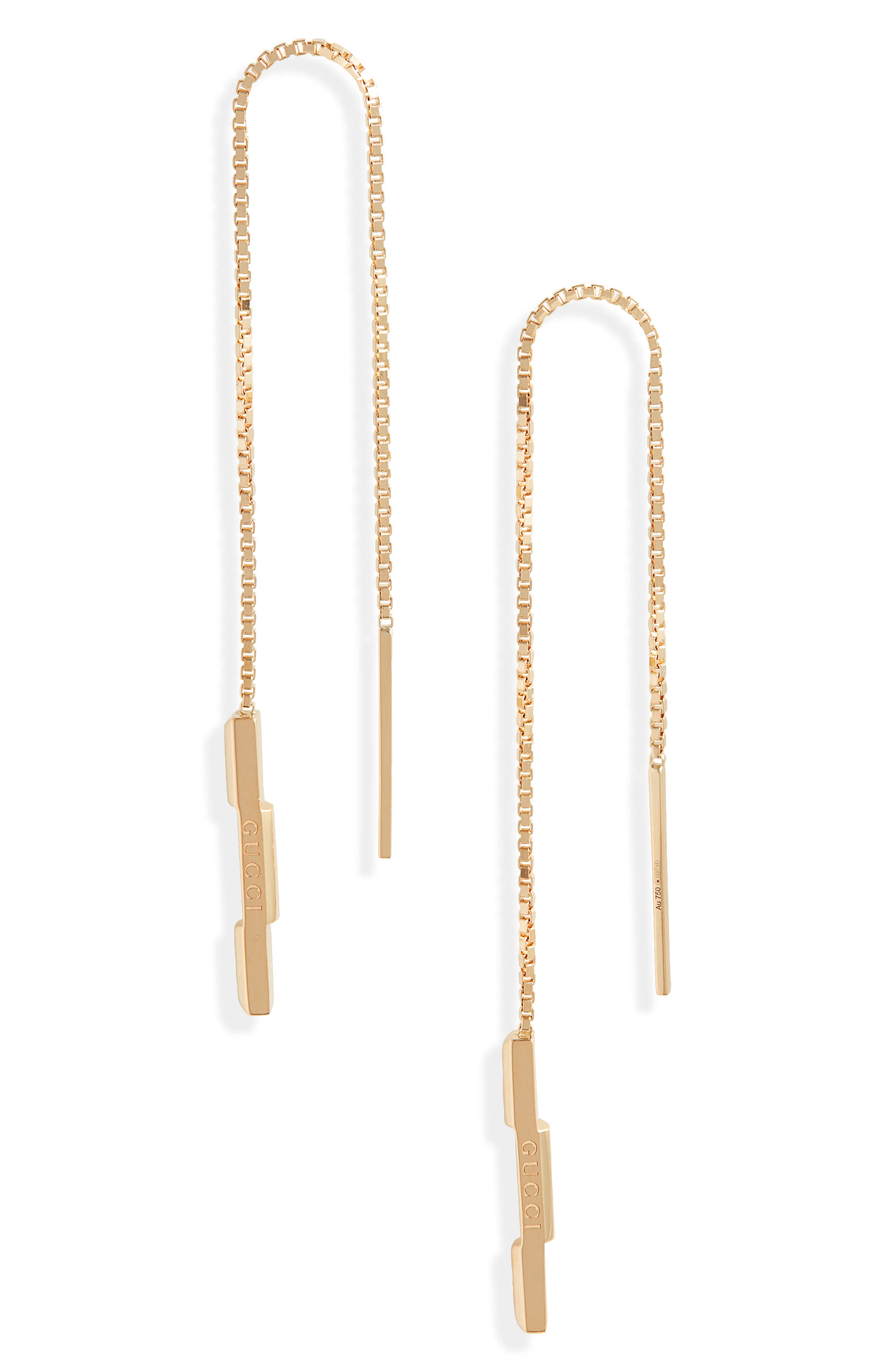 Gucci Link to Love 18K Gold Threader Earrings in Yellow Gold at Nordstrom