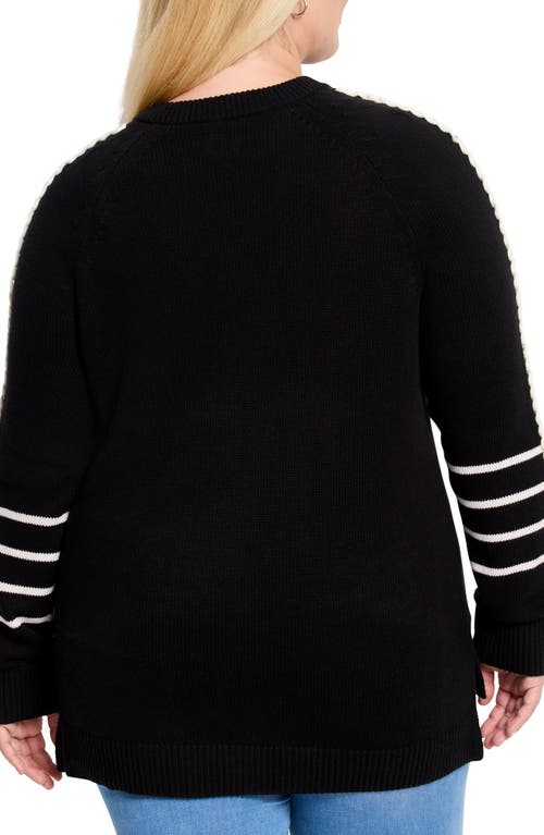 Shop Nic + Zoe Nic+zoe Dashing Down Whipstitch High/low Sweater In Black Onyx