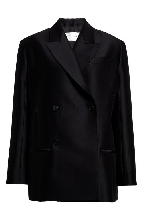 The Row Cosima Double Breasted Wool & Silk Blazer Black at Nordstrom,