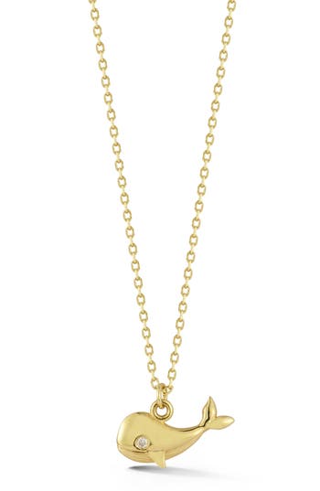 Ember Fine Jewelry 14k Yellow Gold Diamond Whale Pendant Necklace In Gold