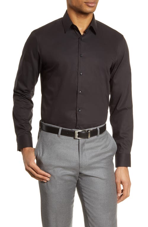 Nordstrom Extra Trim Fit Non-Iron Solid Stretch Dress Shirt in Black at Nordstrom, Size 15.5