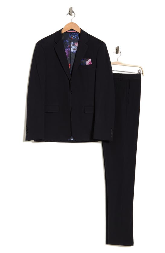 Soul Of London Solid Jersey Suit Jacket In Navy