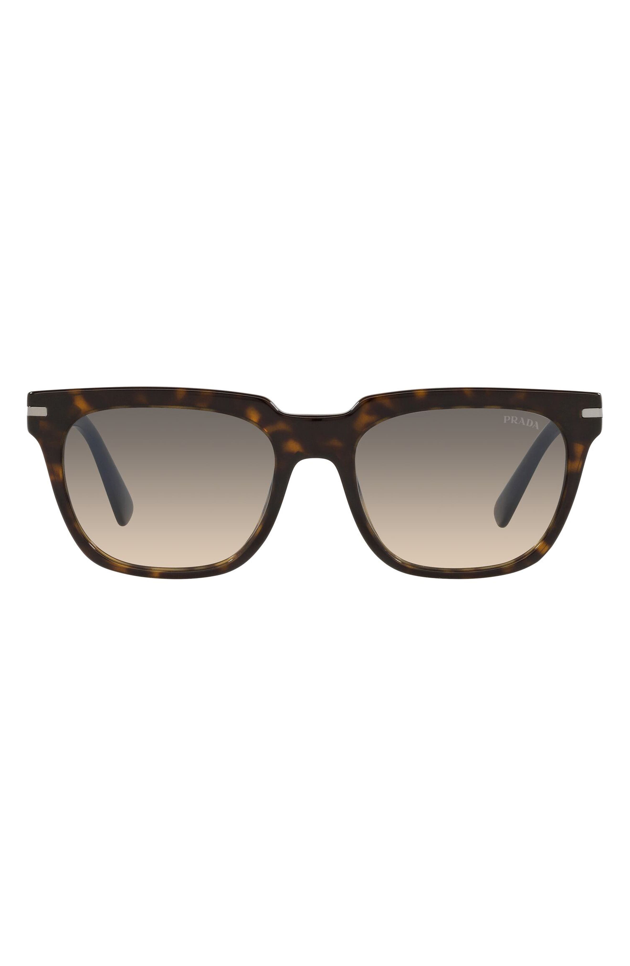 Prada 57mm Gradient Square Sunglasses in Tortoise/Clear Gradient Grey