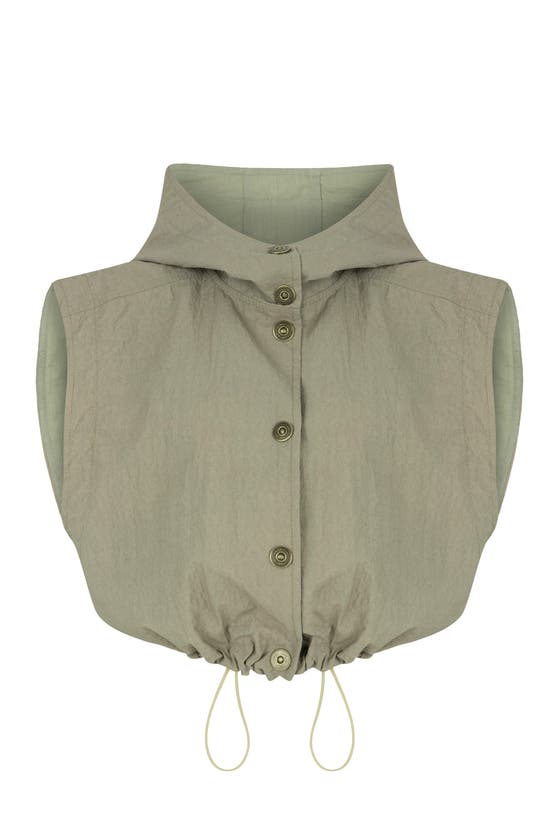 Shop Nocturne Ruffled Hooded Vest In Dark Beige