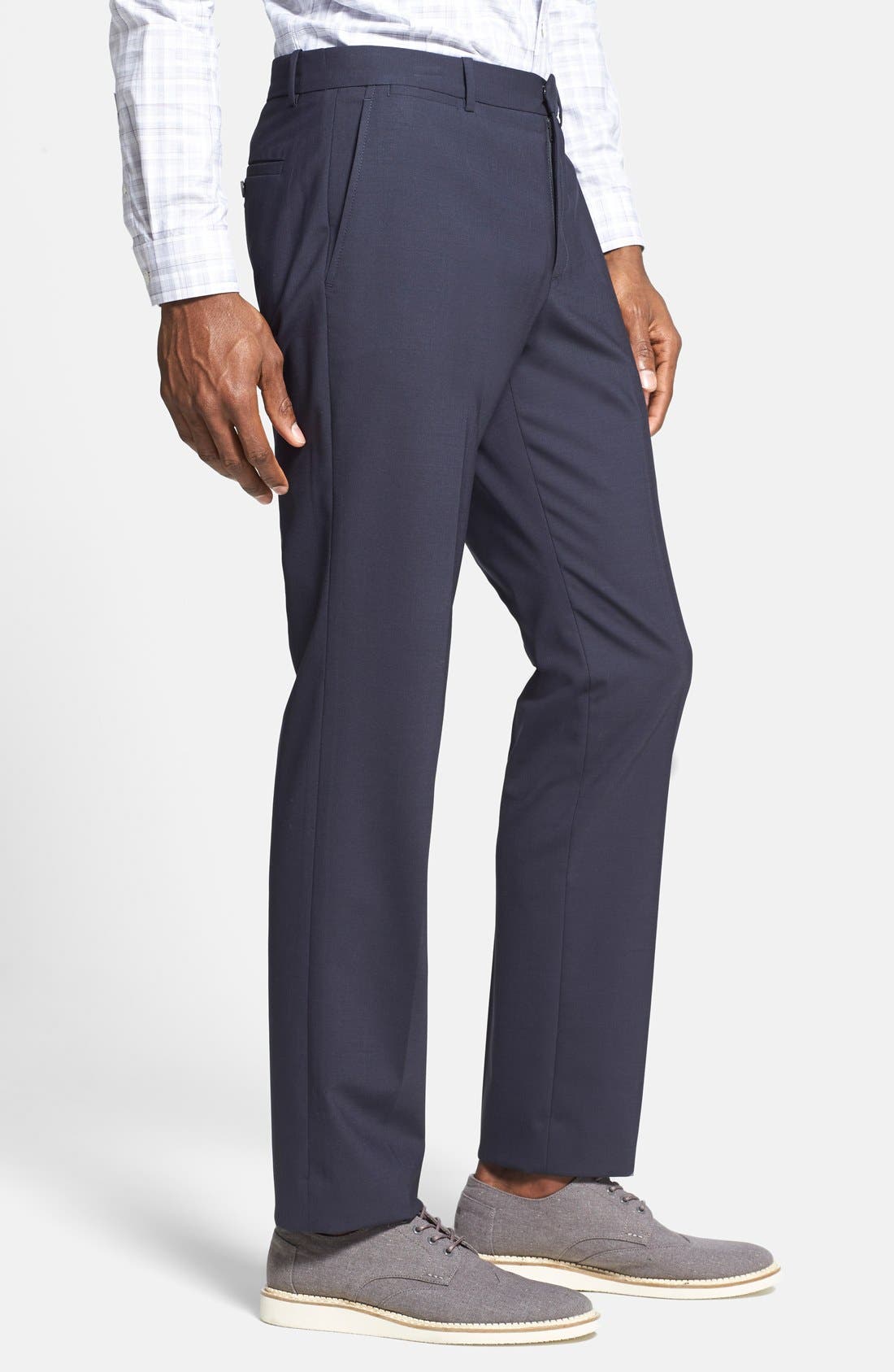 Theory | Marlo New Tailor 2 Flat Front Solid Stretch Wool Trousers ...