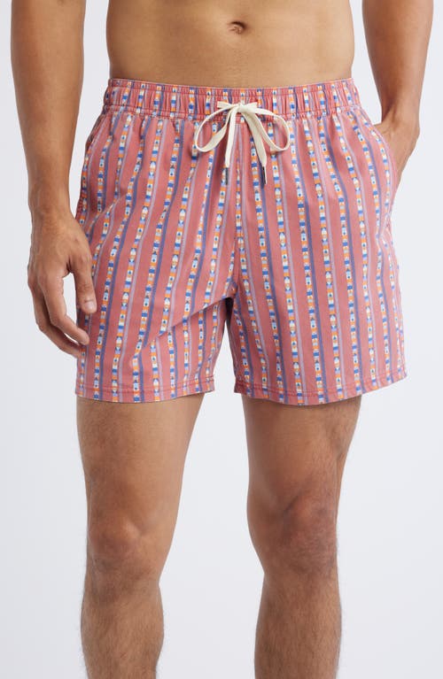 Fair Harbor Bungalow Swim Trunks In Red Sailing Stripe