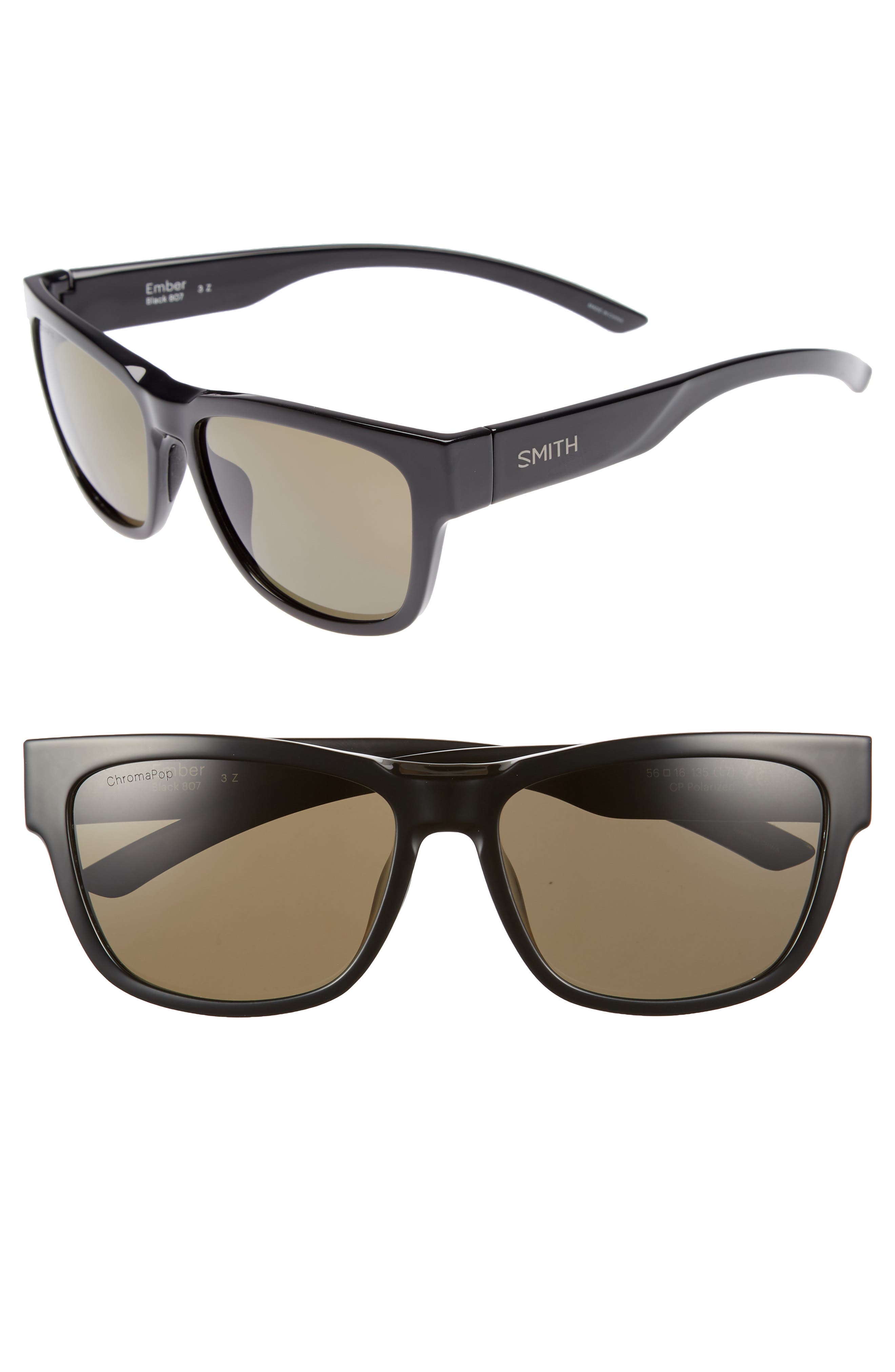 UPC 715757579050 product image for Women's Smith Ember 56mm Chromapop(TM) Polarized Square Sunglasses - Black | upcitemdb.com