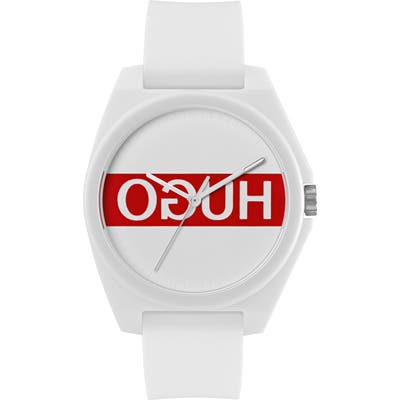 Hugo #play Reverse Logo Rubber Strap Watch, 35Mm