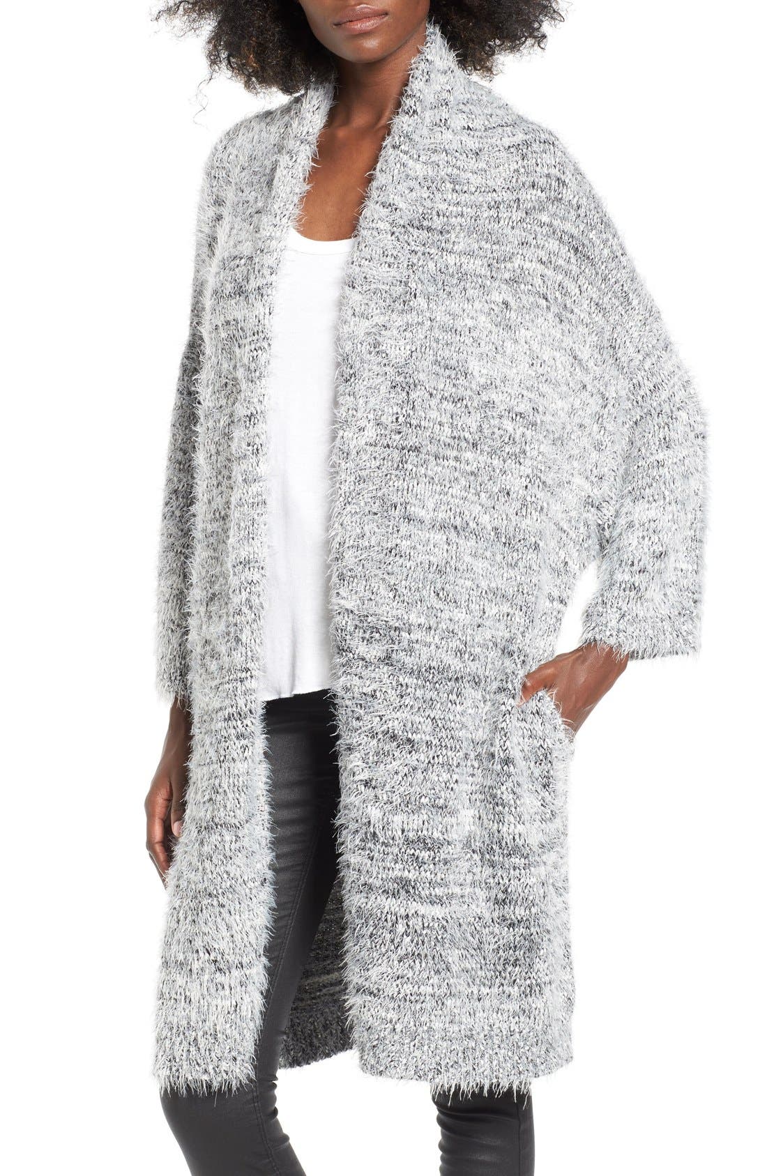 fluffy grey cardigan