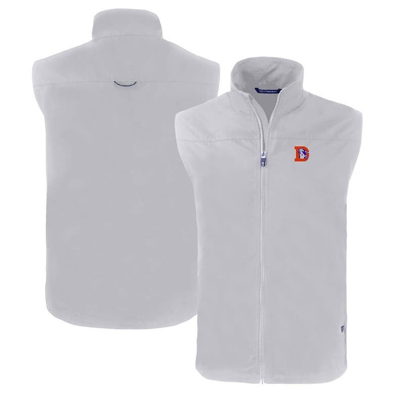 Shop Cutter & Buck Gray Denver Broncos Throwback Charter Eco Recycled Full-zip Vest