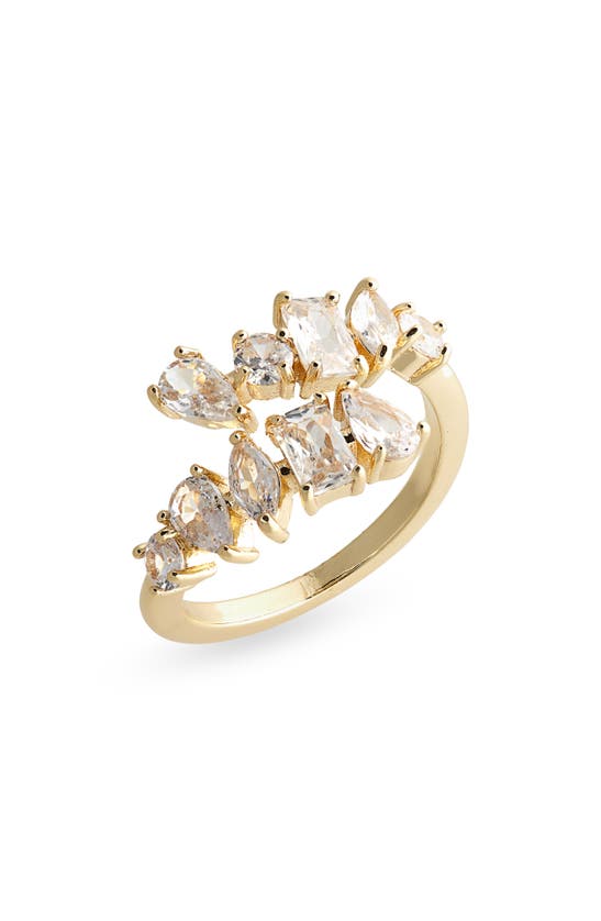 Shop Nordstrom Rack Cz Cluster Bypass Ring In Clear- Gold