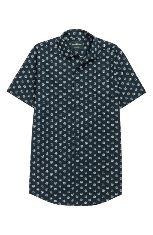 Shop Rodd & Gunn Stockton Sports Fit Floral Short Sleeve Cotton Button-up Shirt In True Navy