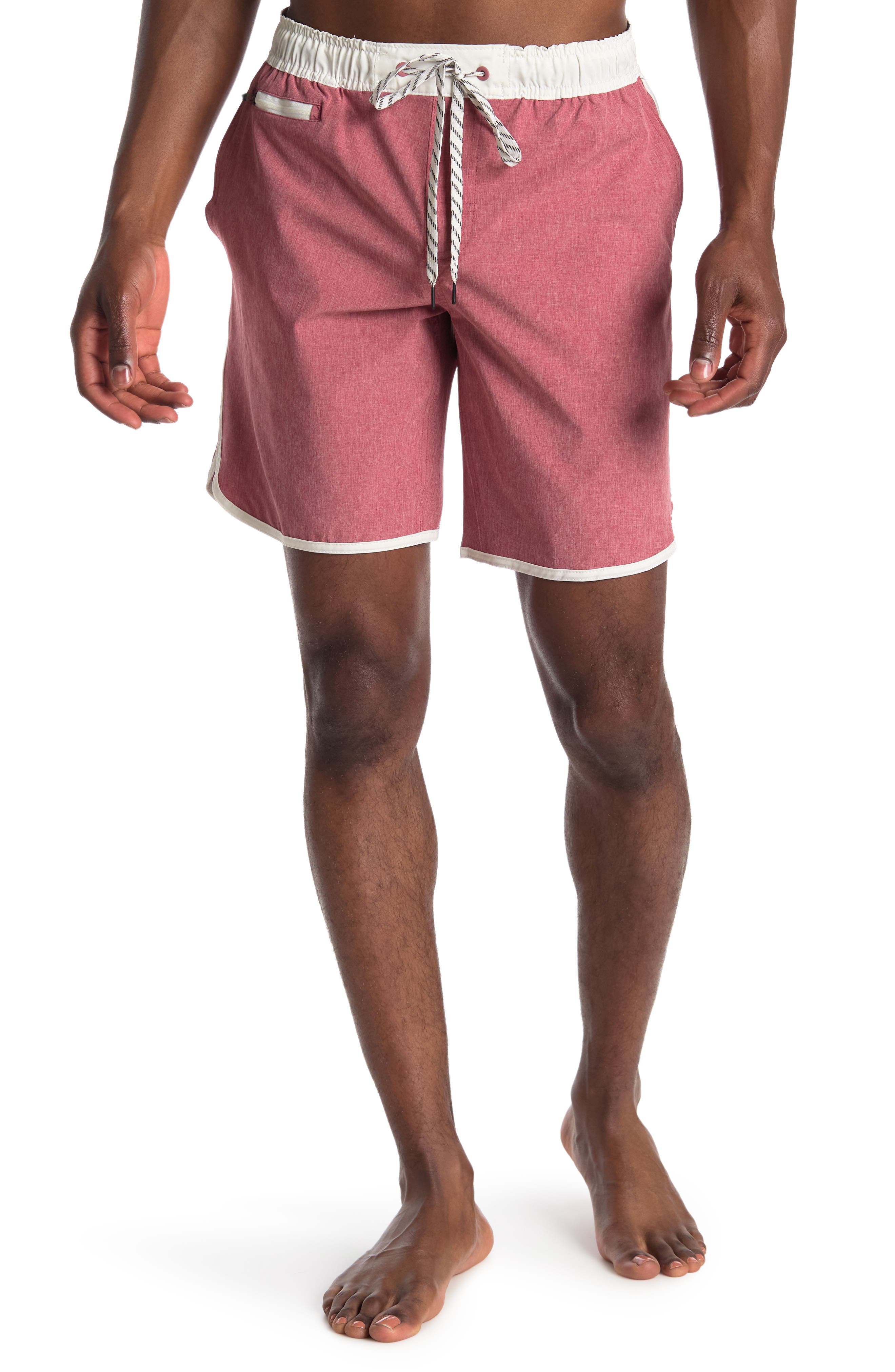 Burnside Hybrid Elastic Waist Stretch Shorts In Medium Red