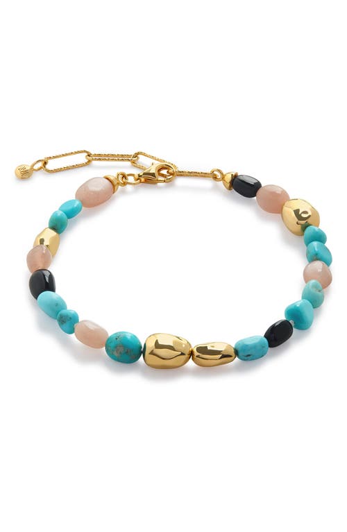 Shop Monica Vinader Beaded Stone Bracelet In 18ct Gold Vermeil/turquoise