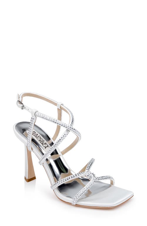 Shop Badgley Mischka Collection Brooke Ankle Strap Sandal In White Satin