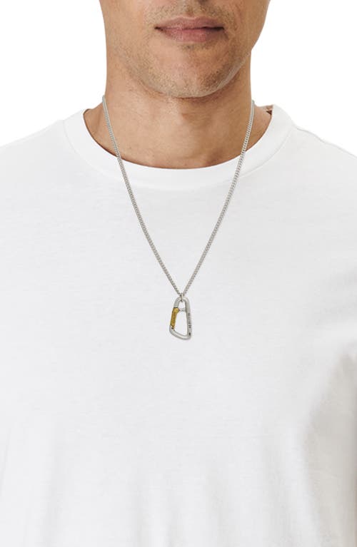 Shop Allsaints Two-tone Carabiner Pendant Necklace In Warm Brass/warm Silver