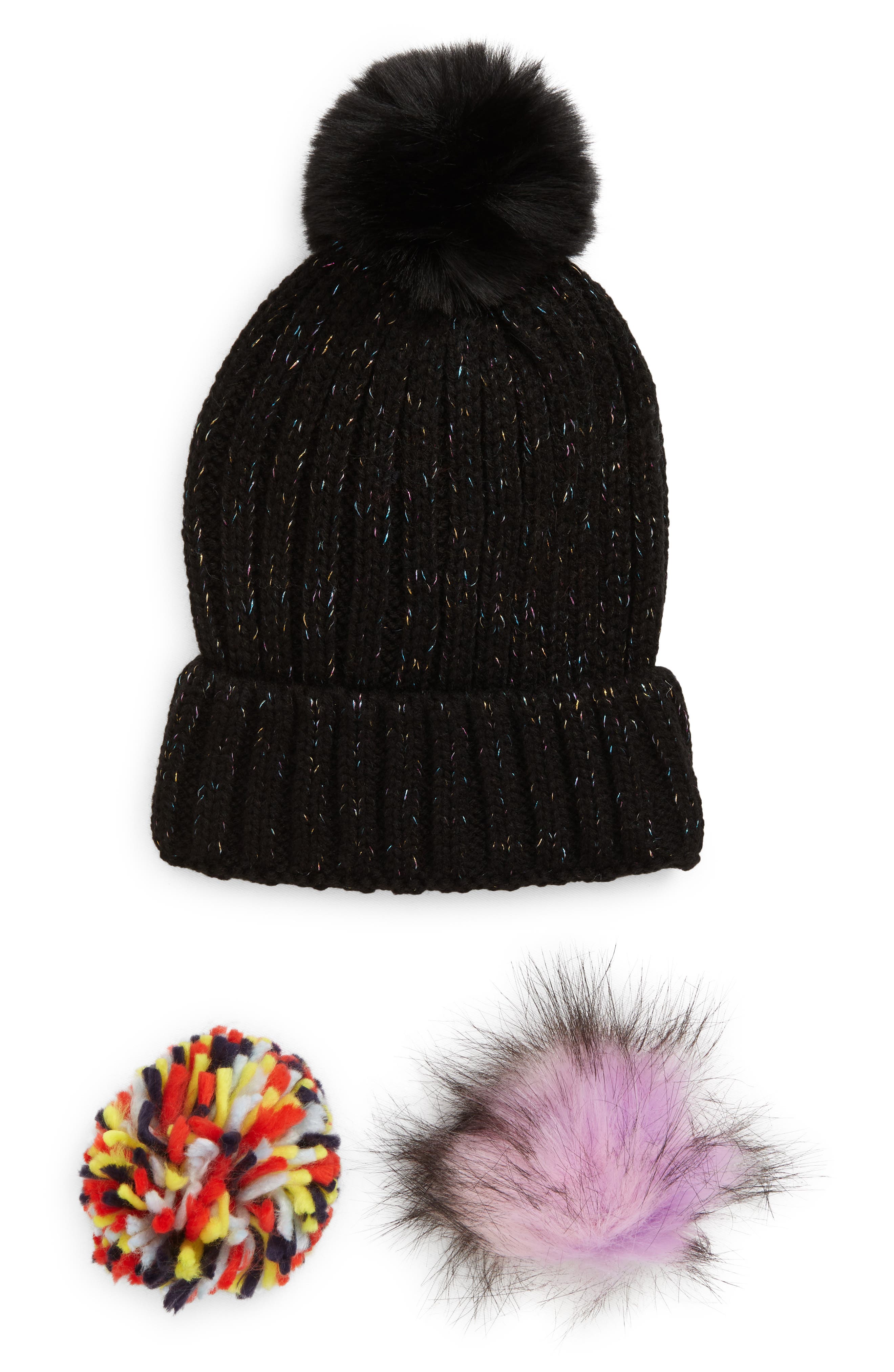 hat with interchangeable pom pom