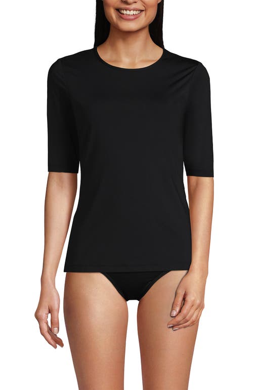 Shop Lands' End Crew Neck Rash Guard Upf 50 Sun Protection Swim Tee In Black