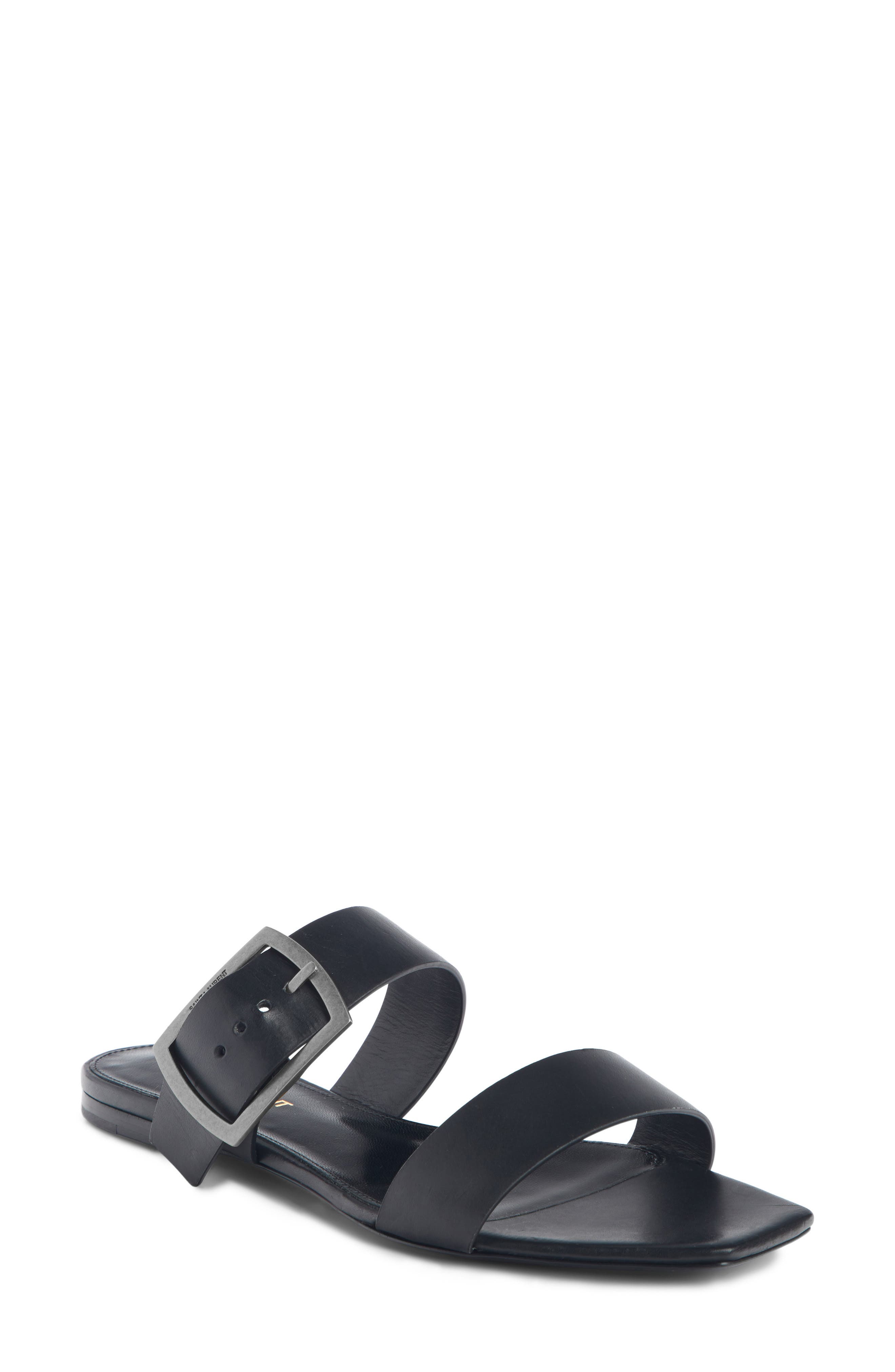 Saint Laurent Oak Nu Pieds Sandal, Black