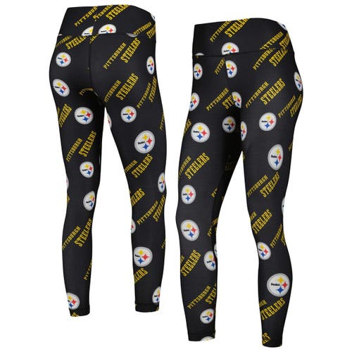 Women's Concepts Sport Black Pittsburgh Steelers Breakthrough Allover Print Lounge Leggings