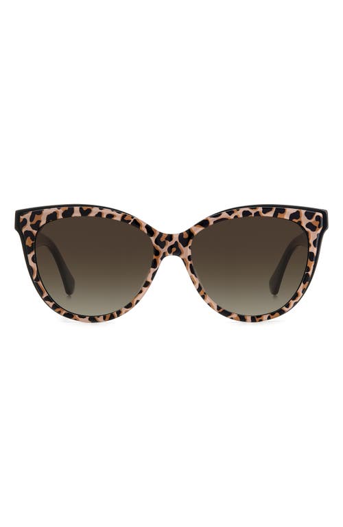 Kate Spade New York Daeshas 56mm Polarized Cat Eye Sunglasses In Black Leopard/brown Gradient