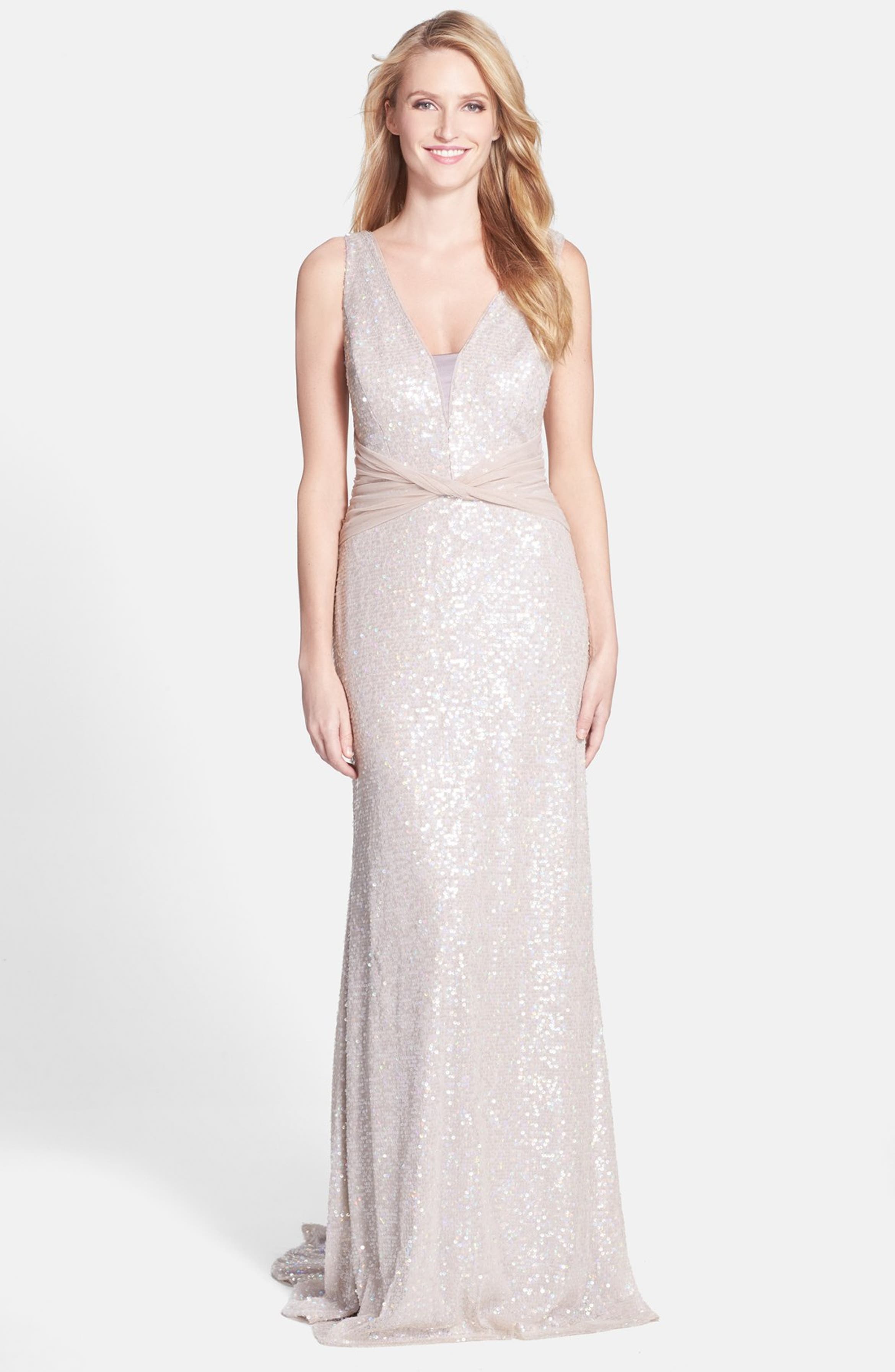 Vera Wang Sequin Mesh Gown | Nordstrom