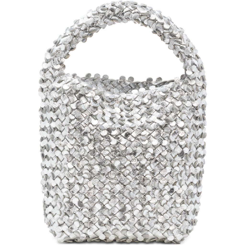 Bottega Veneta Cabat Metallic Sequin Bucket Bag In Silver/gold