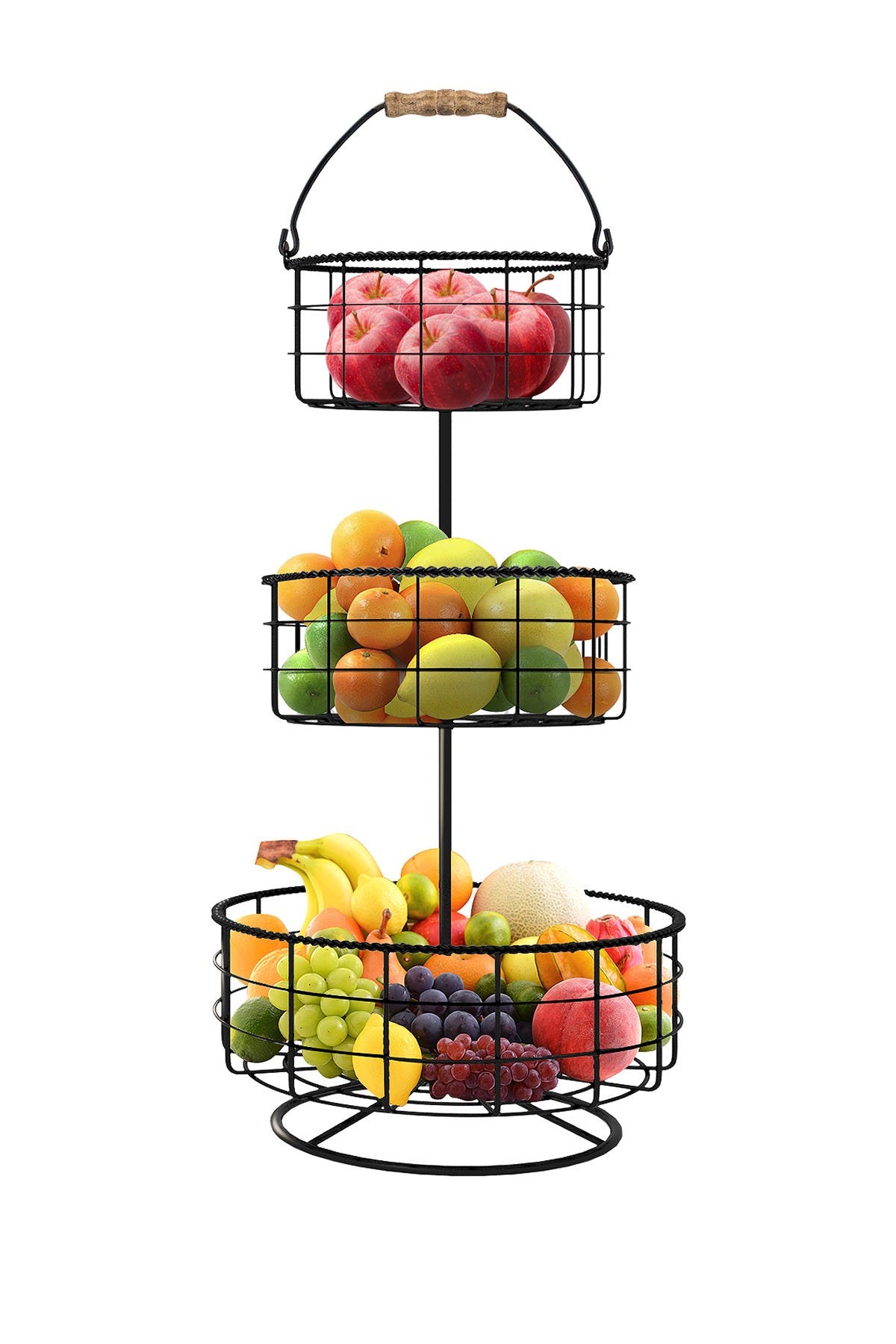 SORBUS Black 3 Tier Fruit Basket